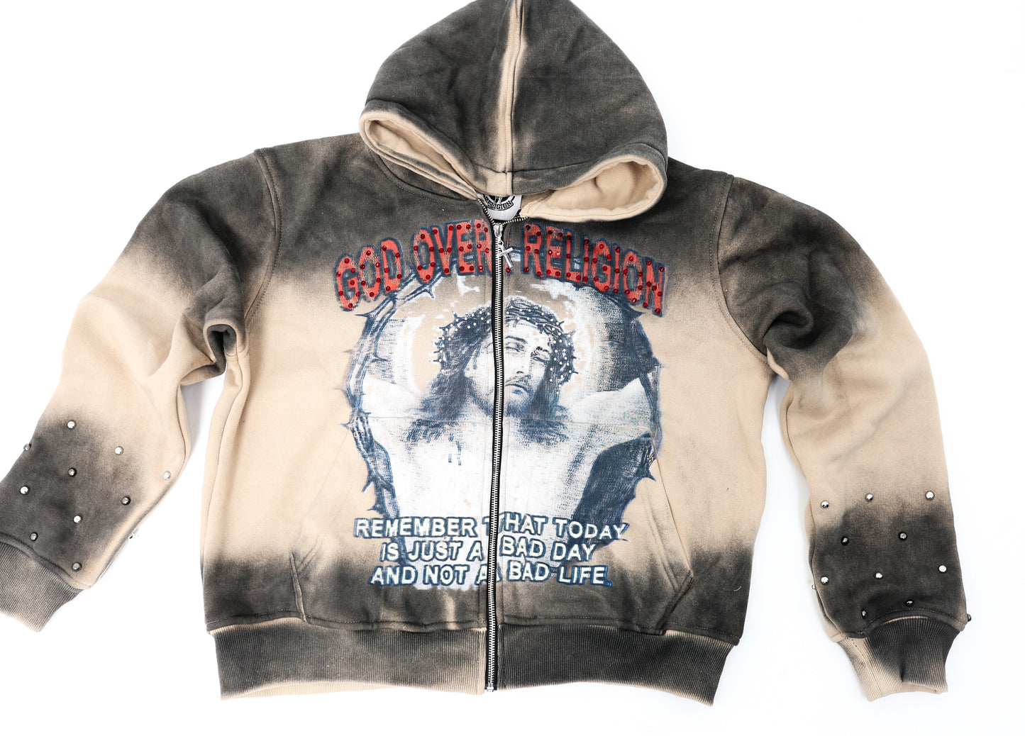 GOD OVER RELIGION "Studded" Zip-Up