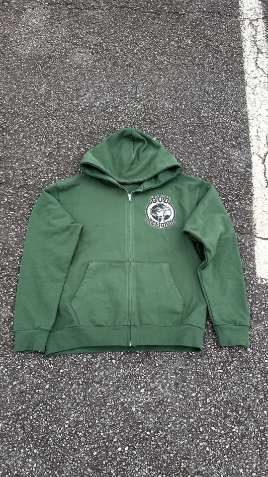 Comfy Forest Green Distressed Hoodie
