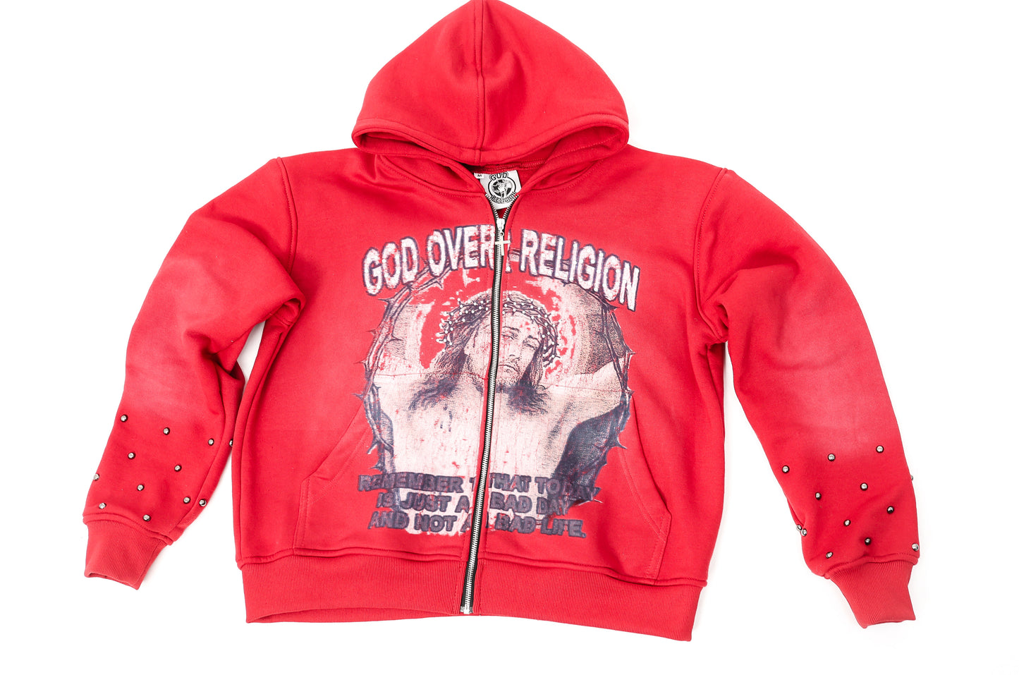 GOD OVER RELIGION "Studded Zip-Up"