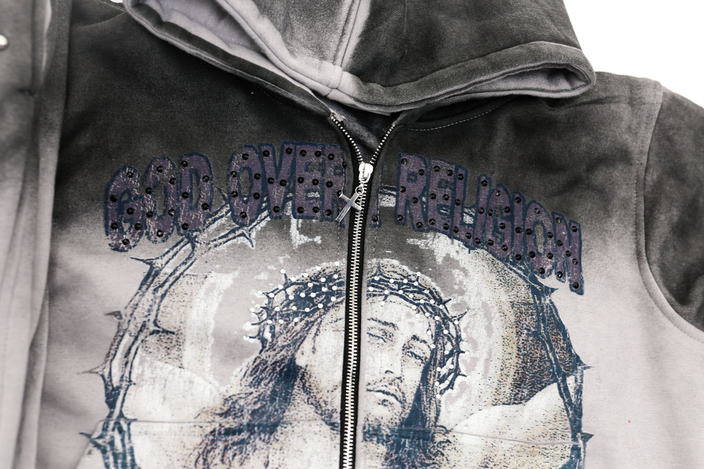 GOD OVER RELIGION "Studded Zip-Up"
